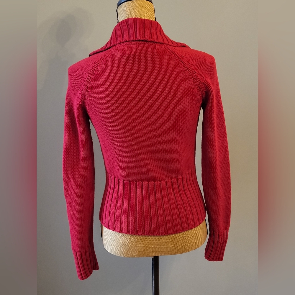Tommy Hilfiger Red Cotton Zippered Cardigan Small - Picture 3 of 10